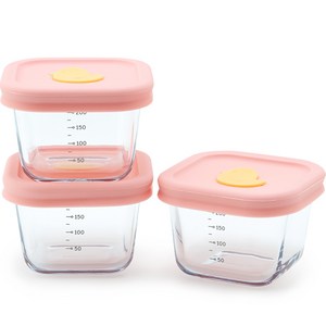네오플램 내열유리 이유식용기 보관용기 3P세트 240ml, 꼬밀 이유식용기 3P