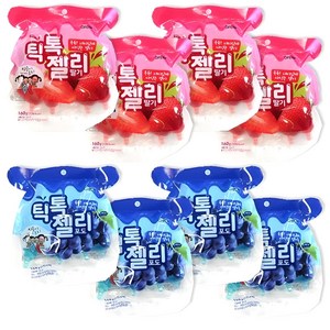 틱톡젤리 딸기 4개입 160g x 4p + 포도 4개입 160g x 4p 세트, 1세트
