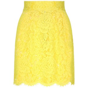 돌체앤가바나 플로럴 레이스 미니 스커트, 옐로우계열, Italy 46(KR 77)