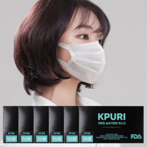 케이퓨리 기저귀끈 KF80 국산 덴탈마스크 대형 300매, 50개입, 30개, 화이트