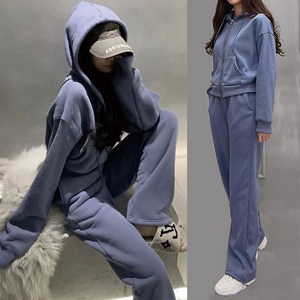 [세인트이브] E1140 크롭 후드집업+조거팬츠 기모 트레이닝복