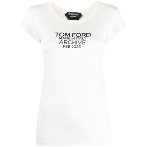 톰포드 로고 프린트 실크 티셔츠, 베이지계열, Italy 44