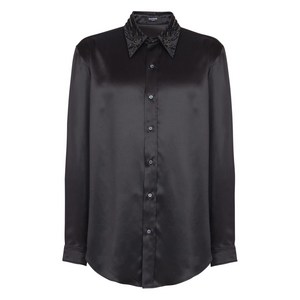 발망 크리스털 장식 셔츠, 블랙계열, Collar (cm) 40(KR 110)