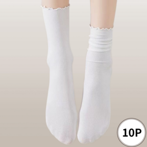 모양모양 여성용 무압박 골지 레이스 중목 프릴양말 5켤레 10켤레