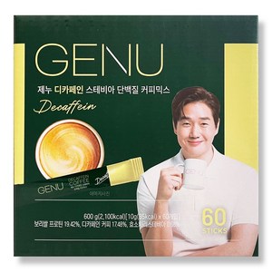 제누 스테비아 프로틴 단백질 커피믹스 디카페인 60포, 1개, 60개입, 10g