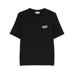 메종키츠네 로고 자수 티셔츠, 블랙계열+화이트계열, S(KR 55)