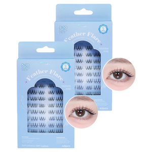 Char 핸드메이드 할로 피더 콜렉션 피더 플레어 인조 속눈썹, 블랙, 2개