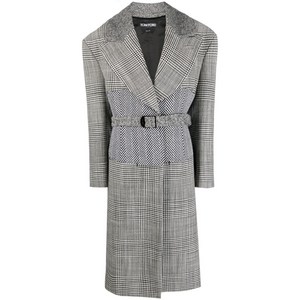 톰포드 하운즈투스 패턴 벨트 코트, 블랙계열+화이트계열, Italy 40