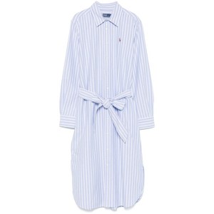 폴로랄프로렌 스트라이프 코튼 미디 드레스, 블루계열+화이트계열, US 10(KR 66)