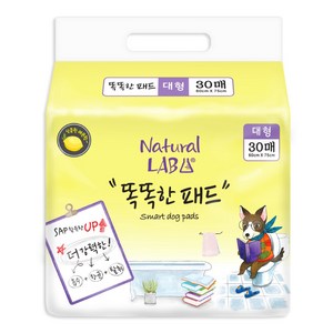 네츄럴랩 똑똑한 반려견 배변패드 대형 천연레몬향 30p, 2팩