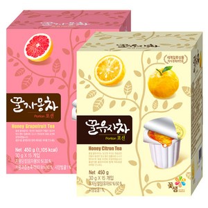 꽃샘 유자차 포션 15T+자몽차 포션 15T, 1세트, 30g, 1개
