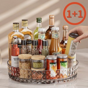 나리치 회전트레이 다용도 양념통 수납 주방 선반 냉장고정리 화장품 정리함, 투명트레이, 2개