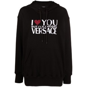 베르사체 베르사체 크리스털 장식 슬로건 후디