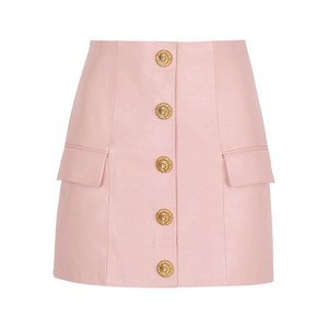 발망 버튼 램스킨 미니 스커트, 핑크계열, France 34(KR 55)