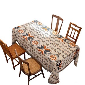 클레버 코튼 태슬 보헤미안 식탁보, 90*150cm, 레드, 1개