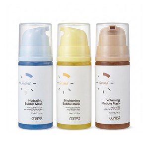 [3종셋트] 큐어레스트 10초완성 화잘먹피부 버블팩 광채 3종 /보습(Moist)/안색(Bright)/볼륨(Lift) 버블마스크팩 95ml, 1개입, 3개