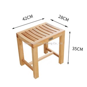 WARM 단단한 원목 낮은 의자 욕실 방부 샤워장 노인 목욕 전용 미끄럼 방지, 42x 28x35 오크개
