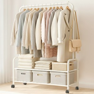 FODOSS 2단 업그레이드 대용량 튼튼한 이동식 가정용 행거 바퀴 달린 이동식행거