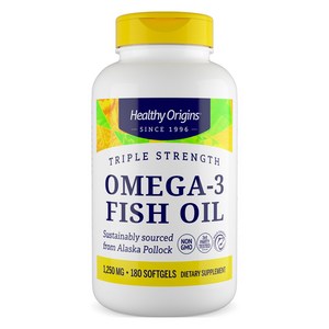 헬시오리진스 트리플 스트렝스 오메가-3 피쉬 오일 1250mg 소프트젤, 180정, 1개