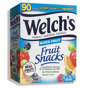 Welch's 웰치스 믹스드 후르츠 스낵 90개입 총2kg 1박스, 2kg