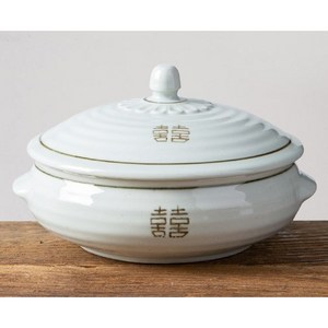 도자기찜기 희고백자 찜기 뚜껑 있는 전통 죽그릇 탕기 한식기, 희고백자찜기 소(뚜껑+하부), 1개