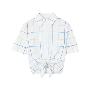 버버리 체크 크롭 셔츠, 화이트계열+블루계열, UK 6(KR 44-55)