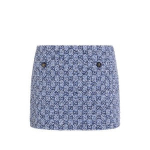 구찌 버튼 패턴 미니 스커트, 블루계열+화이트계열, Italy 40(KR 55)