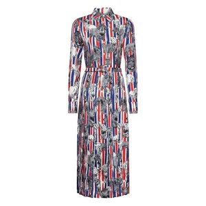 톰 브라운 트윌 플리츠 헥터 미디 드레스, 화이트계열+레드계열, Italy 40(KR 55)