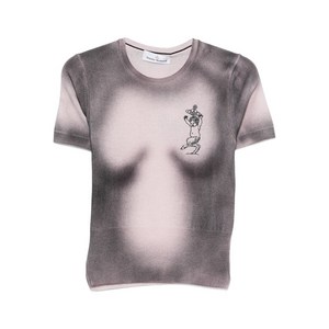 비비안웨스트우드 엘르 프린트 슬림 핏 탑, 블랙계열+핑크계열, Standard XS(KR 55)