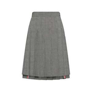톰 브라운 하운즈투스 패턴 플리츠 미디 스커트, 그레이계열+블랙계열, Italy 40(KR 55)
