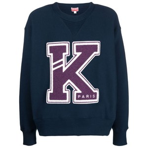 겐조 로고 아플리케 크루 넥 스웨트셔츠, 블루계열+바이올렛/보라계열, Standard L(KR 105)