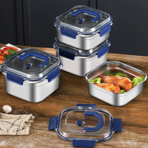 SMABAT 스텐 밀폐용기 2P세트 스텐 김치통 반찬통 스테인리스 보관 밀폐용기 세트 다용도 스텐용기