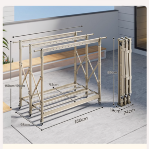 니드상회 튼튼한 빨래건조대 이불건조대 대형 접이식 2단 건조대, 고정형, 샴페인 그레이