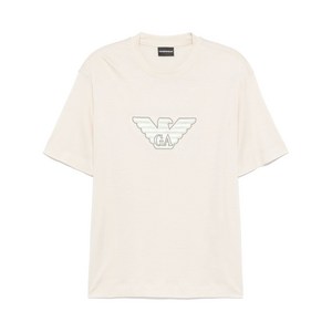 엠포리오아르마니 로고 자수 티셔츠, 베이지계열, Standard XXL(KR 110)