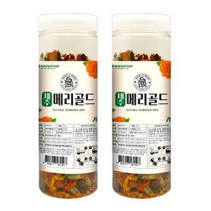 타이거아울렛 국산 제주 메리골드 꽃차 70g x 2병 제주도 무첨가 마리골드 매리골드 금잔화 수제 꽃봉오리차 꽃잎차 메리골드차 마리골드차, 1개입, 2개