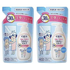 비오레 U 모이스처라이징 밀크 리필용, 250ml, 2개