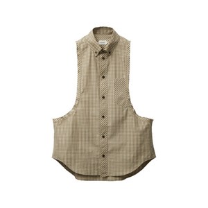 베르사체 마이크로 체크 포플린 민소매 셔츠, 베이지계열+블랙계열, Italy 46(KR 38)