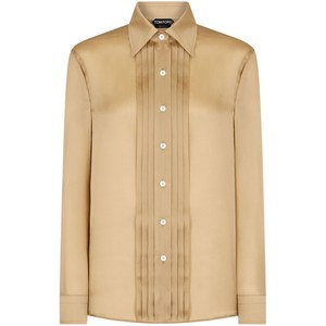 톰포드 플리세 패널 실크 셔츠, 베이지계열, Italy 44