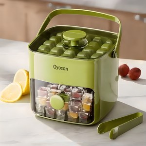 Oyoson 원터치 얼음 트레이 48구 아이스트레이 각얼음 얼음보관통 2단얼음틀 + 집게 세트