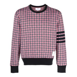 톰 브라운 체크 자카드 크루 넥 스웨트셔츠