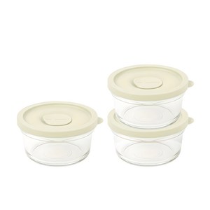 글라스락 렌지쿡 촉촉한 햇밥용기 원형 코코넛밀크, 350ml, 3개