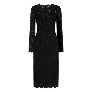 돌체앤가바나 긴소매 레이스 미디 드레스, 블랙계열, Italy 36(KR 33)
