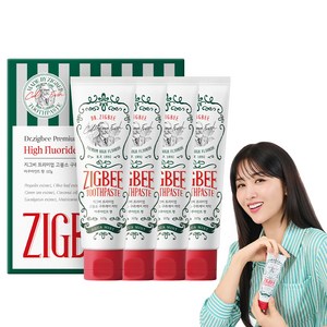 지그비 대용량 고불소 설태 제거 임상완료 구취케어 치약 여배우 Pick 아쿠아민트향, 117g, 4개