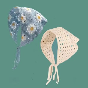 벨론 커치프 꽃무늬 니트 반다나 복고풍 귀여운 여름 헤어 스카프