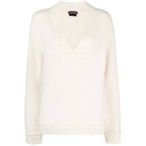 톰포드 V넥 울 스웨터, 화이트계열, Standard S