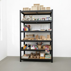 페리코 철제 무볼트 조립식 앵글 선반 블랙 6단