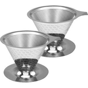 Sifei 스테인리스 스틸 2단 허니콤 베이스 포함 커피필터, 1개입, 2개