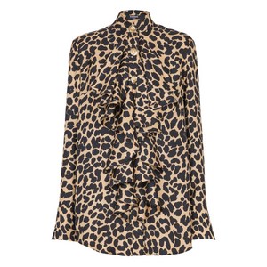 발망 러플 레오파드 프린트 셔츠, 베이지계열+블랙계열, France 36(KR 55)
