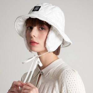 테크스킨 여성용 이어머프 패딩 버킷햇 골프모자, FREE, 화이트, 1개