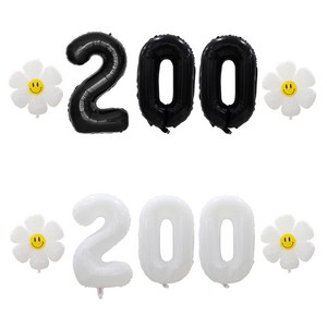 [해피쏘굿] 32인치 블랙/화이트 숫자 (100일~900일) + 데이지 풍선세트, 블랙, 200